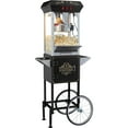 thumbnail image 3 of KFFKFF 8 Oz Popcorn Machine with Trolley, 850W Commercial Popcorn Maker,  Pot Produces 48 Servings Each Cycle, Vintage Popcorn Cart with Hardened Glass, Comes with 4 Ladles, Black, 3 of 9