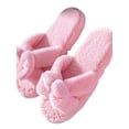 thumbnail image 4 of MarinaVida Fuzzy Slippers for Women Cross Band Slides Open Toe with Soft Plush Fluffy Fur Slip On Cozy Non Slip House Shoes, 4 of 5