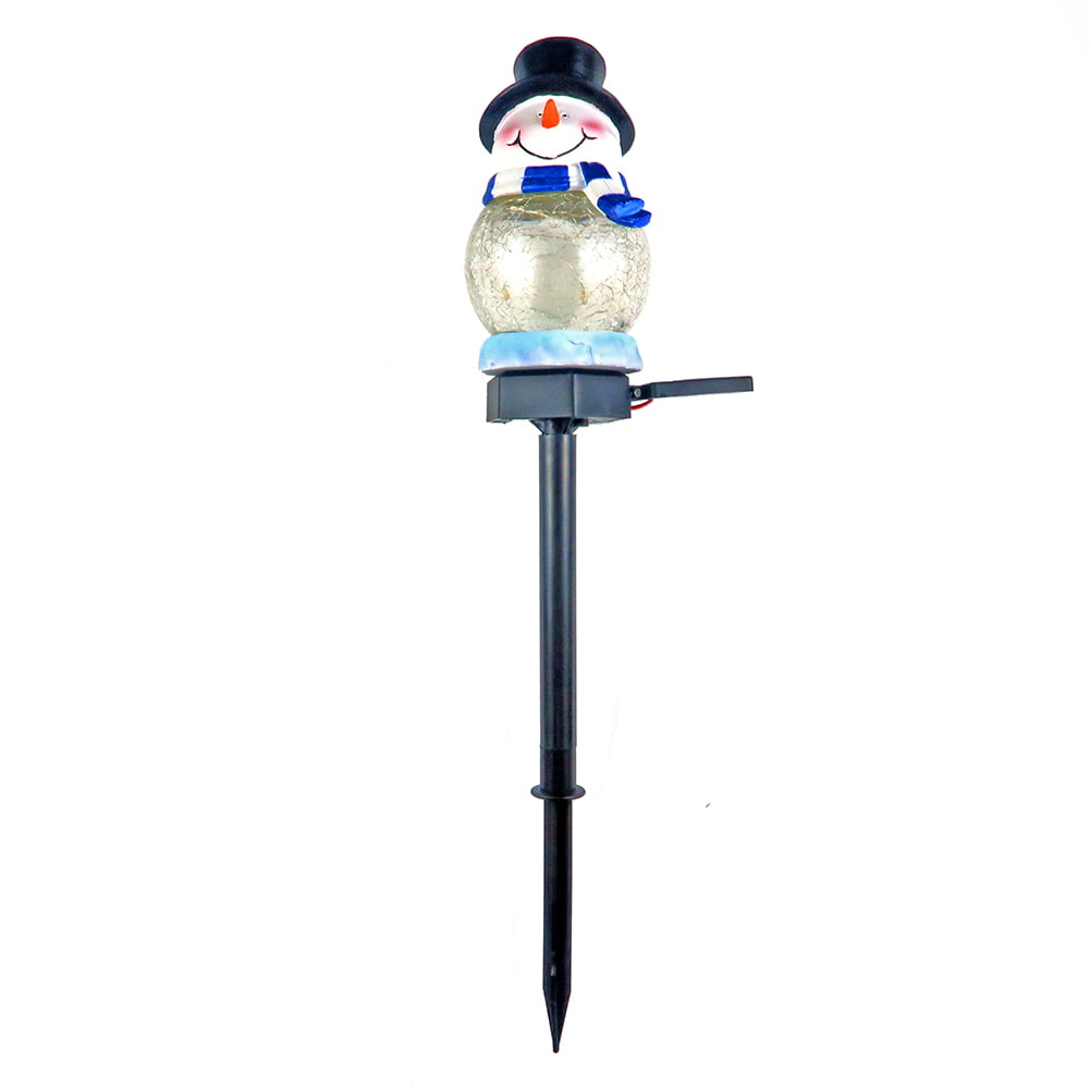 Winter Lane Crackle Glass Battery-Operated Snowman Lamp 