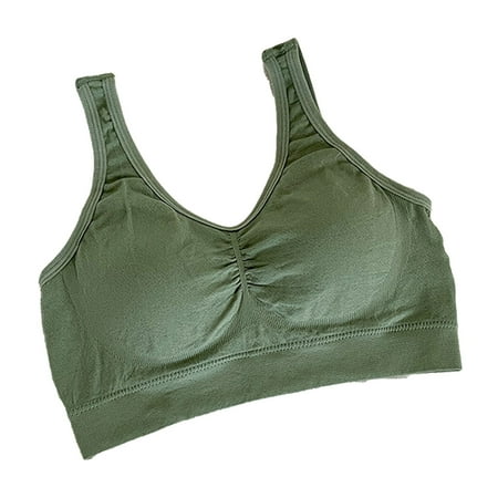 WCJM Women s Nylon Spandex Green nylon underwear Women s Large Size Casual Simple Latex Fixed Cup Bra Soft And Skin Friendly Comfortable To The Body.