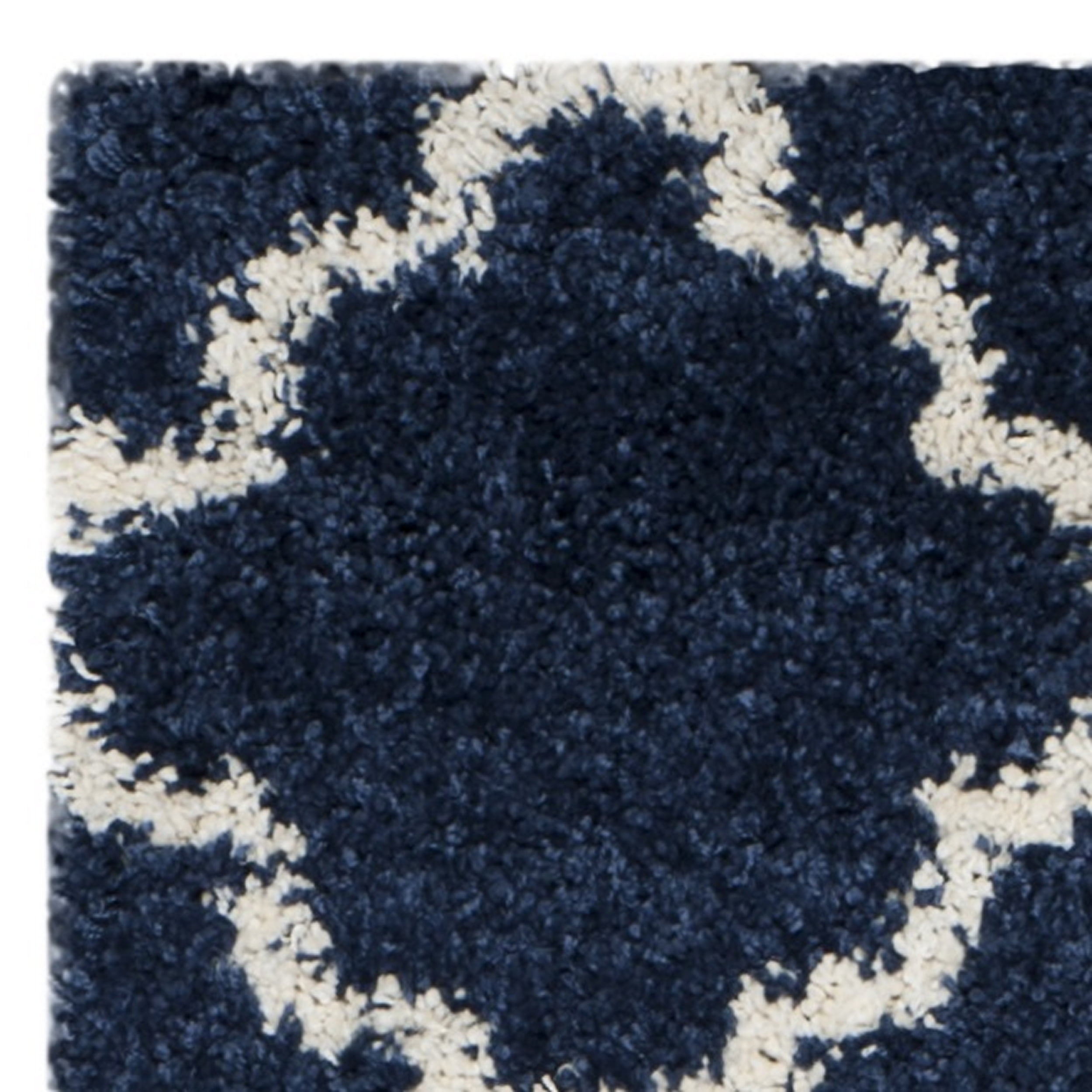 SAFAVIEH Hudson Jaye Geometric Shag Runner Rug, Navy/Ivory, 2'3" x 12'
