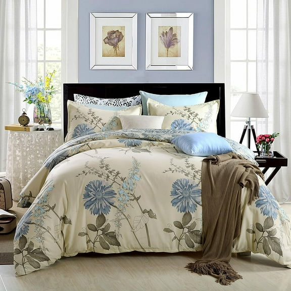 Large Flower Platter Microfiber King Comforter Set Printed Comforter with  Pillow Shams