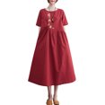 thumbnail image 1 of Robe Ample pour Femmes avec Poches Manches Courtes Robe Décontractée de Vacances, 1 of 8