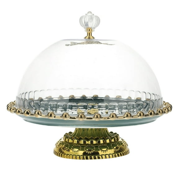 LEEYNEER Cake Stand Tray Glass Ceramic Dome Display Crystal Stands Wedding Tall Dessert Snack Goods Lid Round Inch 8 Cover Plate