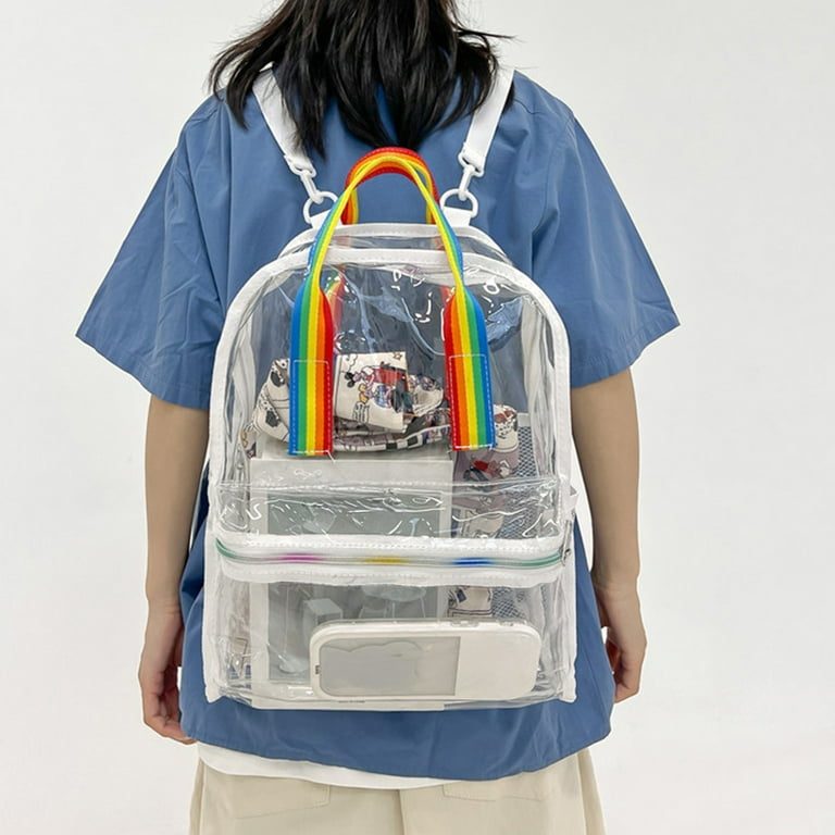 Clear Mini Backpack Small Transparent Backpack Clear Backpack Stadium Approved Transparent Backpack Pvc Storage Bag Large Capacity Student Bag Men s