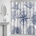 thumbnail image 6 of Vintage Nautical Bathroom Shower Curtain, Summer Navy Blue Compass Shell Starfish Map Waterproof Washable Soft Bath Curtain for Bathtub Decor with 12 Hooks&Grommet, 48x72 Inch, 6 of 9