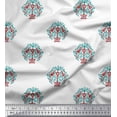 thumbnail image 1 of Soimoi Satin Silk Fabric Peacock & Tree Block Print Sewing Fabric Yard 42 Inch Wide, 1 of 3