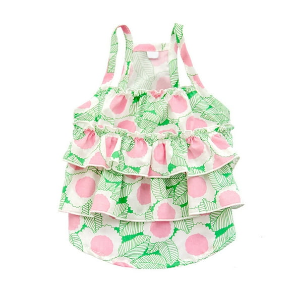 Layered Summer Dog Dress - Thin Sunscreen - Ruffled - Cute Floral Sling Dress for Chihuahua Bichon Poodle