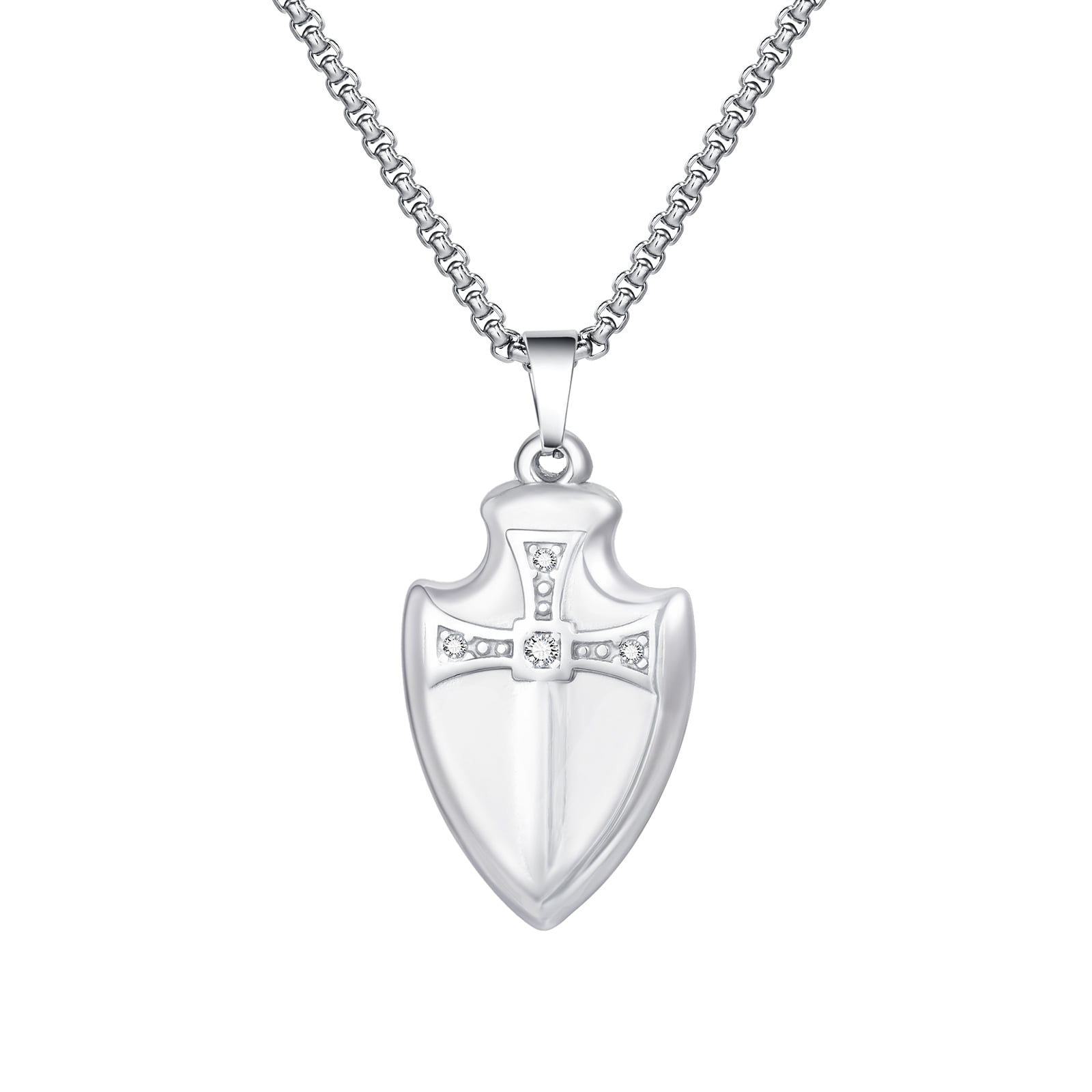 Men's Stainless Steel Two-Tone Cubic Zirconia Guardian Cross