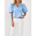 thumbnail image 2 of SUNSIOM Femmes Manches Blouses d'Automne Manches Courtes Peplum Tops Flipp V Cou Chemises Amples Printemps, 2 of 6