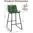 thumbnail image 7 of LainTene 26" Bar Stools Set of 3 – Faux Leather Counter Height Stools with Backrest & Footrest, Heavy-Duty Metal Frame for Kitchen, Bar, Living Room, Green, 7 of 7