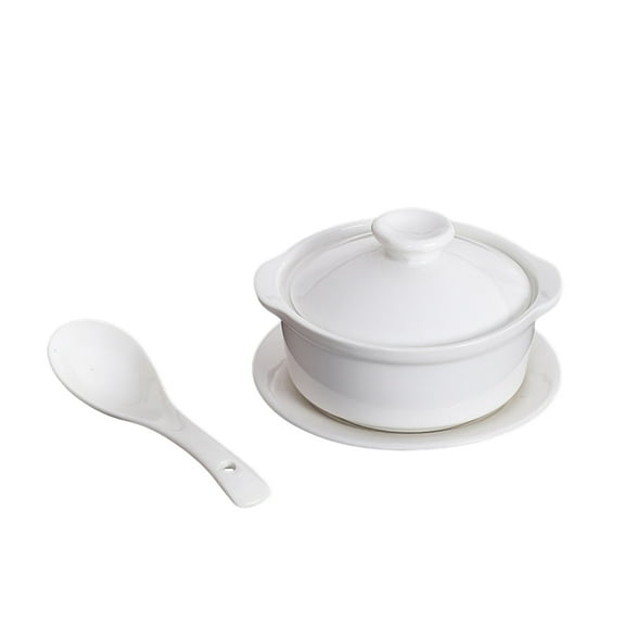 Ceramic cooking pot with lid, steamer for eggs, casserole dish, kitchen cookware suitable for soups, small portions