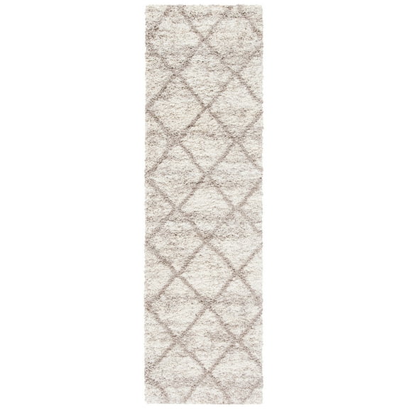 SAFAVIEH Hudson Amias Plush Geometric Shag Runner Rug, Multi Ivory/Beige, 2'3" x 6'