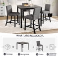 thumbnail image 5 of Aukfa 5-Piece Dining Table Set for 4, Counter Height Table and 4 Upholstered Chairs with Padded Seats and Backrests for Dining Room, Kitchen, Gray, 5 of 8