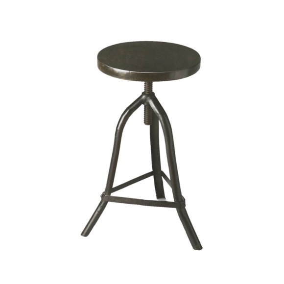 Taburete Offex, moderno, redondo, ligeramente envejecido, giratorio, negro