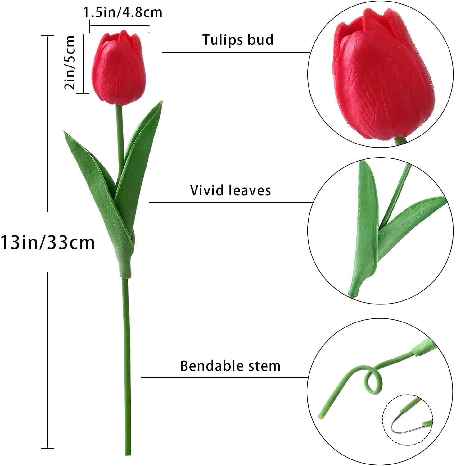 20PCS Tulips Artificial Flowers Real Touch Tulips Flowers for Decoration 13.5" Tulips Flowers Bulk Artificial Tulips Flowers for Vase Centerpieces Home Wedding Bouquet