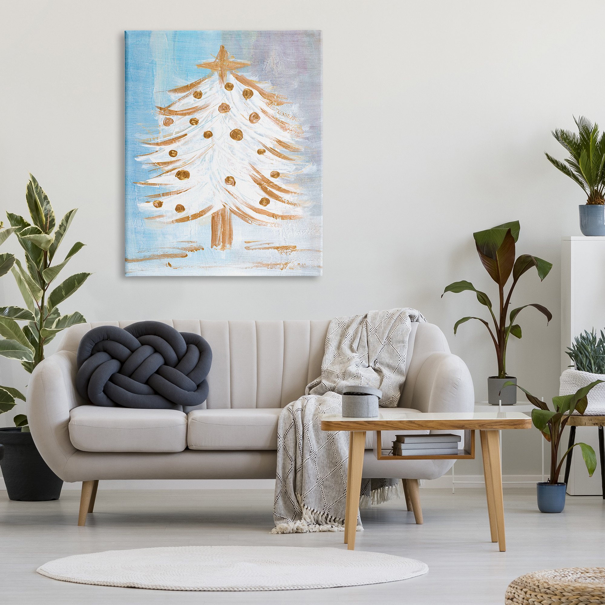 Stupell Industries Festive Christmas Tree Contemporary Winter Snow Forest Religious Painting Gallery Wrapped Canvas Print Wall Art, 36 x 48