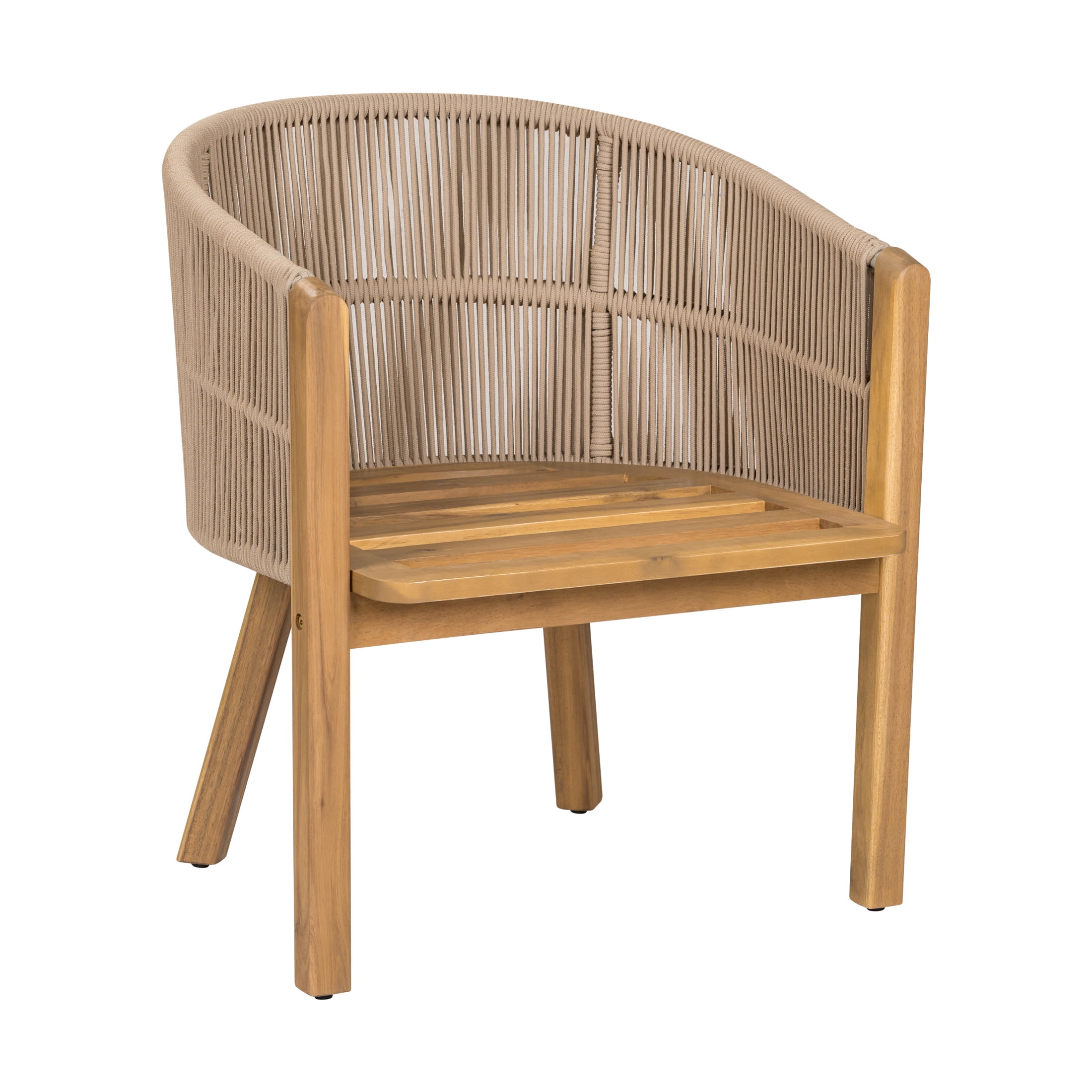 Christopher Knight Home 9-Piece Outdoor Dining Set, 79" Table and Rope Chairs with Beige Cushion, Teak Finish
