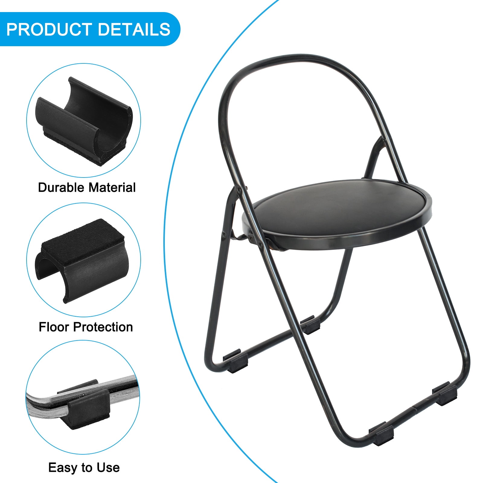 Uxcell 50 Pack Rectangle U Shaped Chair Leg Tip Cap with Felt Pad Fit Dia 0.98" Black