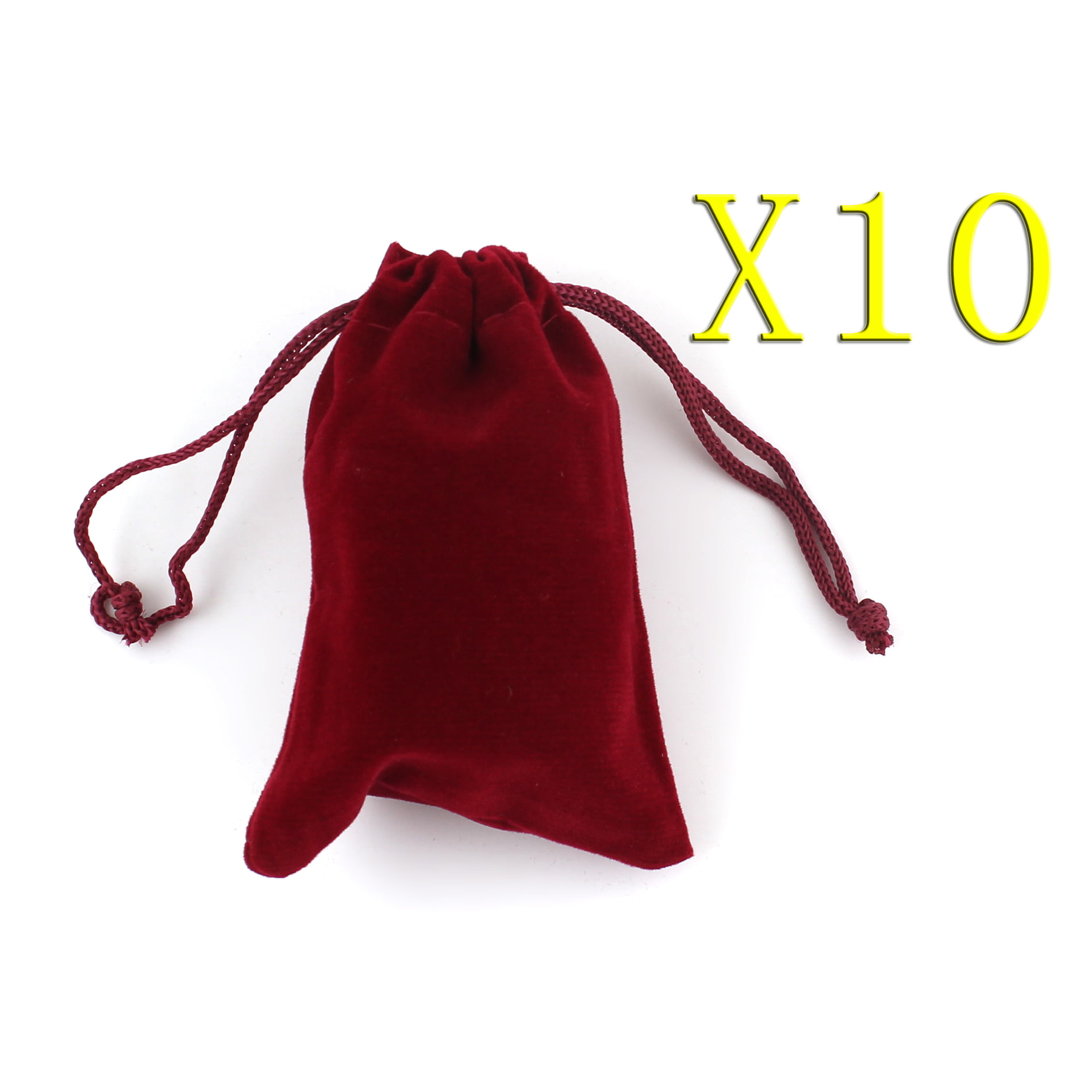 10Pcs Jewellery Bags Velvet Drawstring Pouch Gift Wrap Bags Candy Travel Red
