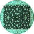 thumbnail image 1 of Ahgly Company Machine Washable Indoor Round Oriental Turquoise Blue Traditional Area Rugs, 7' Round, 1 of 4