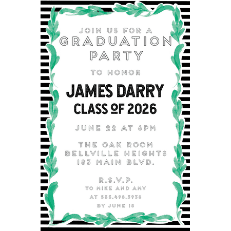 Personalized Leafy Framed Graduation Party Invitation