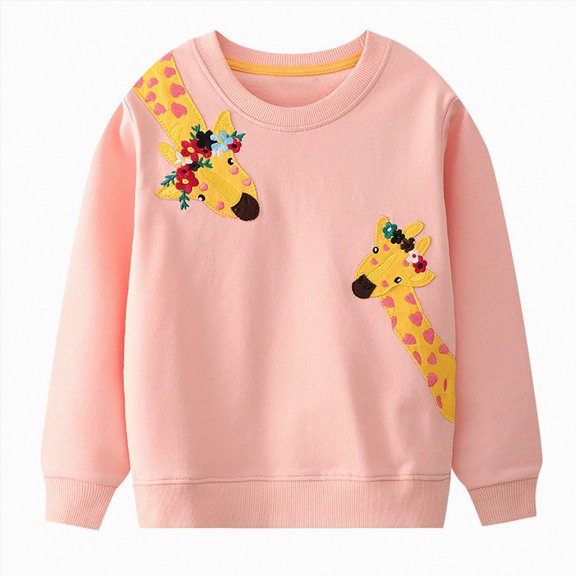 Gubotare Baby Girl Long Sleeve Sweatshirt Girls Sweatshirt Trendy Winter Long Sleeve Shirt Pullover Youth Girl Cute Clothes 4T (Pink,4 Years)