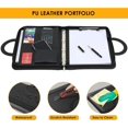 thumbnail image 4 of A4 Leather Document Bag with Waterproof Zipper with Ring Binder, Notepad, Briefcase, Briefcase, Briefcase for Business Meeting, Black, 4 of 5