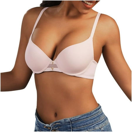 Gnurob Women s Front Closure Bras Full Coverage Wireless Bralettes Beauty Back Smoothing Bra Comfort Unlined Brassiere Lightly Lined Cups Bralette Clearance Saving Pink Small