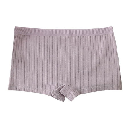 Grandest Birch 6PCS Women Underpants Slim Fit Solid Color Elastic Waistband Mid Waist Good Breathability Lady Boxers Female Daily Underwear Purple 38B