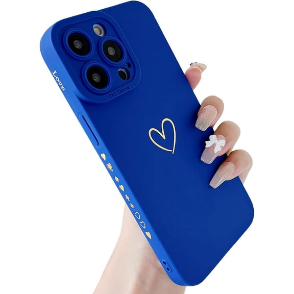 Designed for iPhone 14 Pro Max Case Cute Girly Sweet Heart Flower Pattern Soft Silicone Camera Protective Phone Case for iPhone 14 Pro Max (Blue)