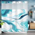 thumbnail image 2 of Cyan Gradient Marbles No Hook Shower Curtain with Snap in Liner Modern Abstract Blue White Waterproof Bathroom Shower Curtain with See Through Top Window for Bathtub 72" x 78", 2 of 9