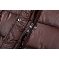 thumbnail image 4 of GGleaf Women's Winter Coat Metallic Shiny Hooded Long Puffer Jacket Warm Winter Outwear With Belt Coffee, Small, 4 of 7