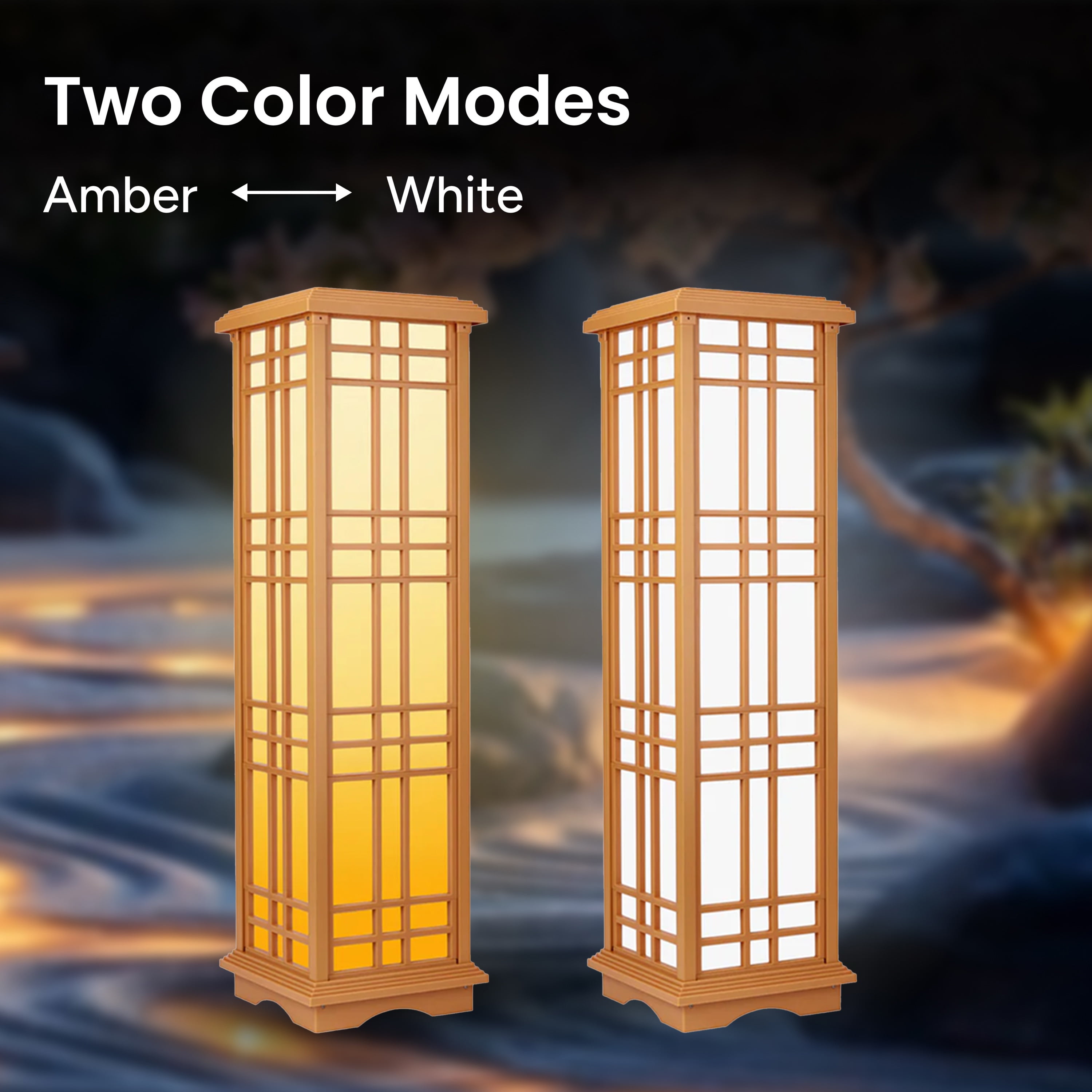 Techko Solar Zen Lantern – Amber or White Light (33.4"high)