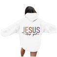 thumbnail image 2 of Christian Hoodie for Women 2025 Jesus Chase You Graphic Hoodies Pockets Hooded Sweatshirt Hoodie Women Pullover, 2 of 6
