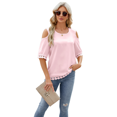 thumbnail image 2 of Blusa de Verano de Corta con Hombros Descubiertos y Encaje Acampanado para Mujer Rosa L, 2 of 10