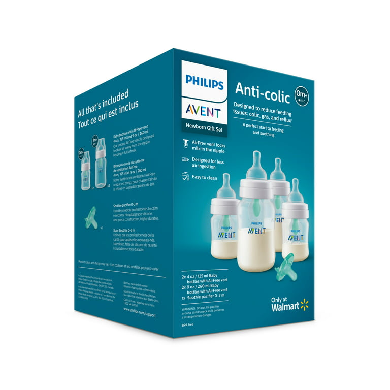 Philips Avent Anti-Colic Baby Bottle with Airfree Vent Newborn Gift Set Exclusively at Walmart, Scd306/00