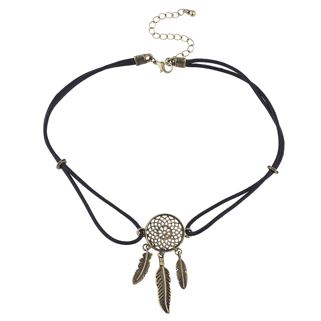 Lux Accessories Black Suede Burnished Gold Tone Dream Catcher Feather