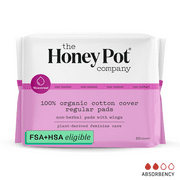 The Honey Pot Company, Non-Herbal Regular Pads with Wings, Organic Cotton Cover, 20 ct.