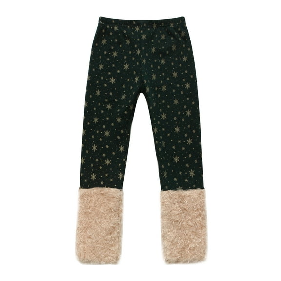 Richie House Girls' Pants with Snowflakes and Fluffy Cuffs RH0886
