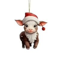 Cute Cow Christmas Ornaments for Christmas Tree,Acrylic Highland Cow Hanging Decorations Cartoon Cattle Cow Decorative Ornament Cow Christmas Pendants for Cars Backpacks Decor