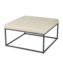 Southern Enterprises 34.75" White and Gray Modern Style Upholstered Cocktail Ottoman