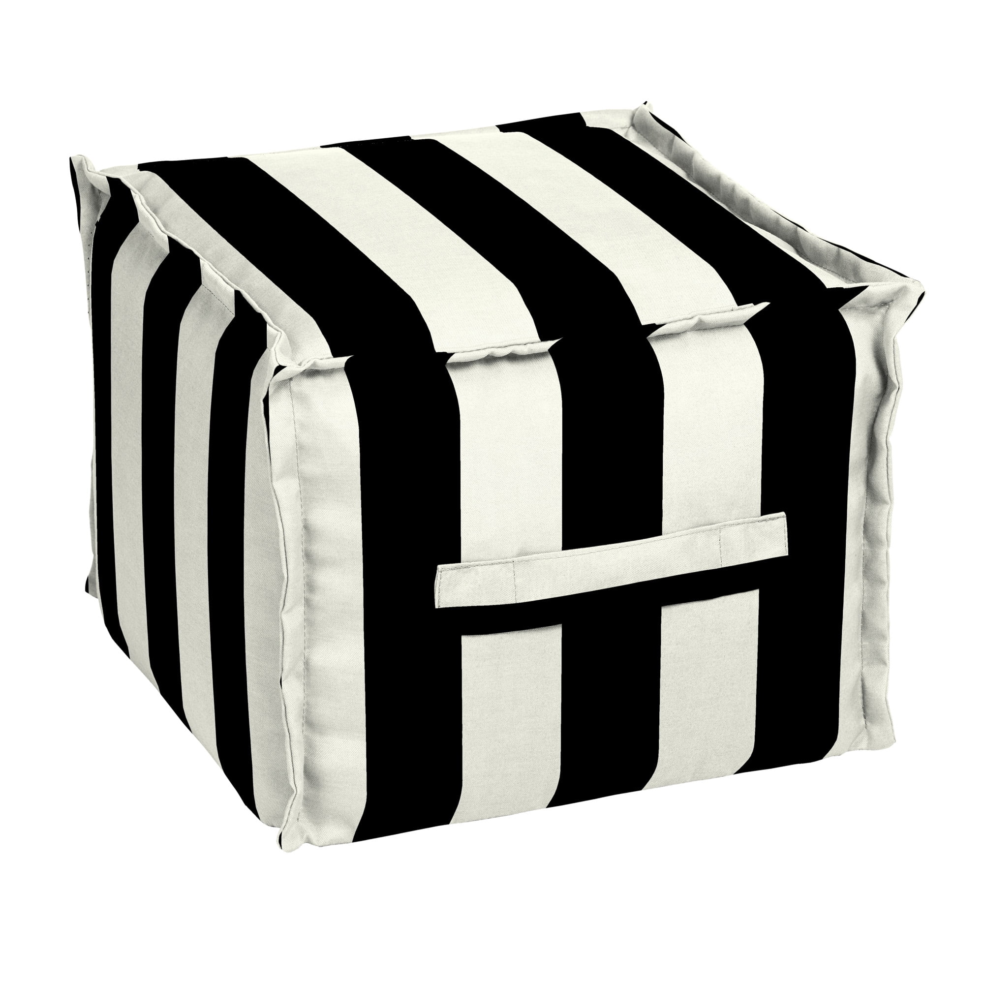 Better Homes & Gardens Black Fabric Square Outdoor Poufs