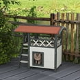 thumbnail image 2 of PawHut Maisonnette Extérieure pour Chat avec Toit en Asphalte, Escaliers, Balcon, Blanc, 2 of 10
