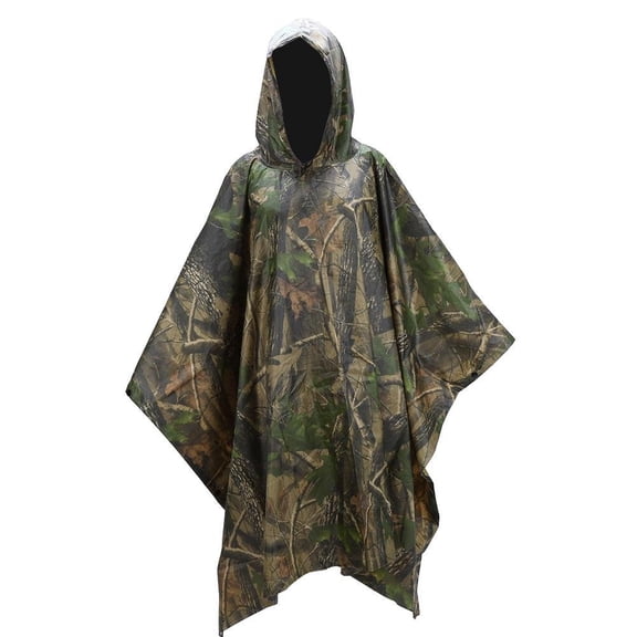 Rain Poncho, Waterproof Army Hooded Ripstop Festival Rain Poncho Military Camping Hiking, Waterproof Hooded