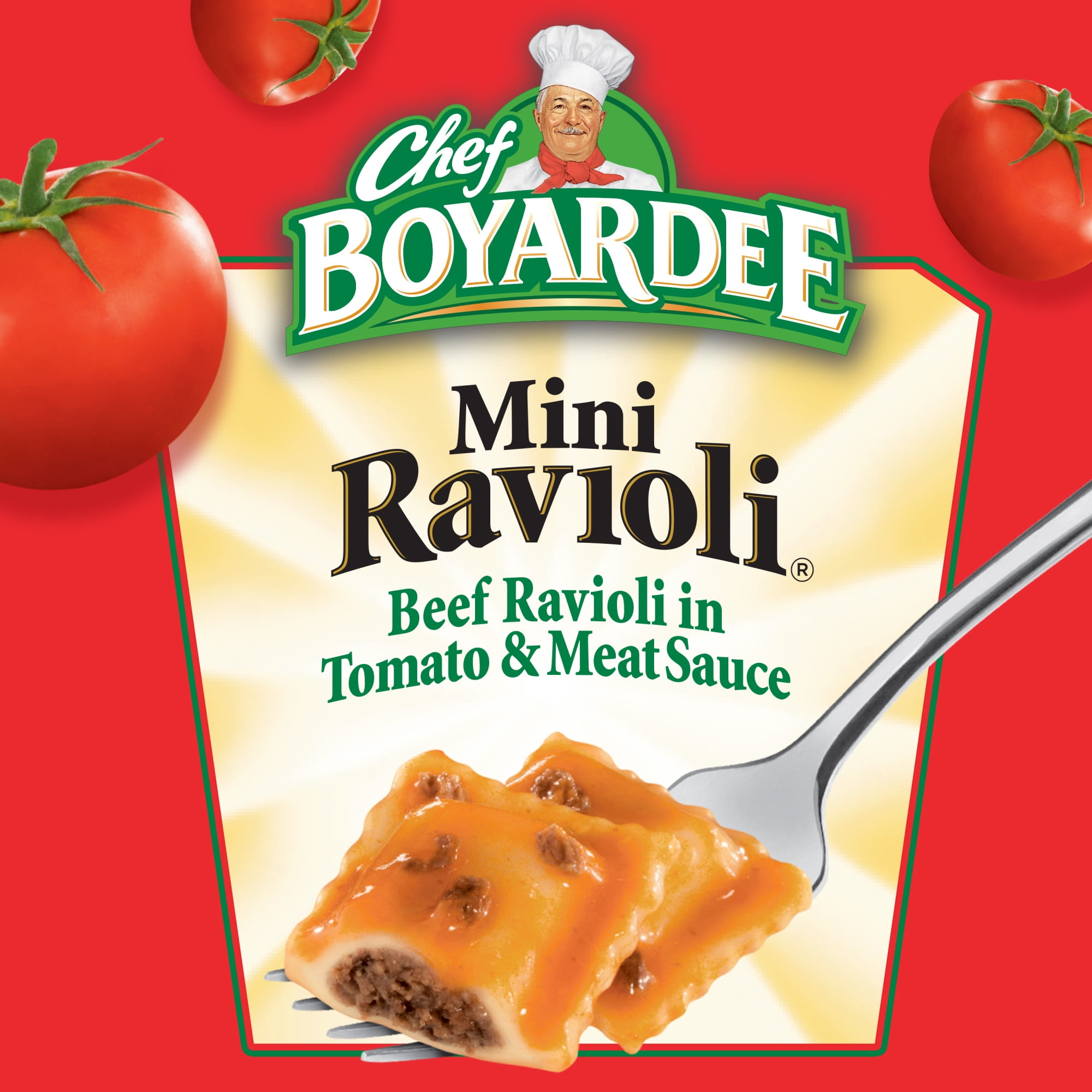 (24 pack) Chef Boyardee Mini Ravioli, Beef Ravioli in Pasta Sauce, Ready-to-Eat Meal, 15 oz. Can