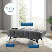 Modway Adept 17 x 47.5 Modern Performance Velvet Tufted Bench in Gray