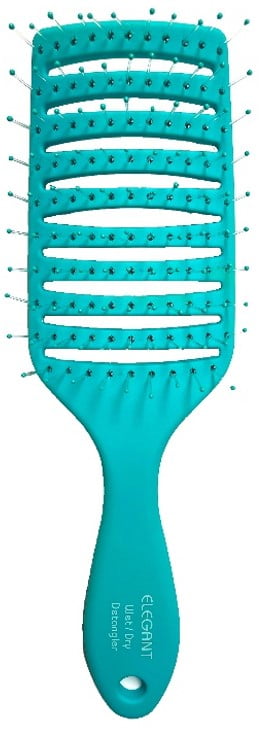 Elegant Wide Vent Wet & Dry Detangler Hairbrush (Teal) -Flexible Bristles, Gently Detangles Stubborn Knots- Reduce Breakage & Split Ends- No Tugging Or Pulling-Scalp Massager- Child-Friendly