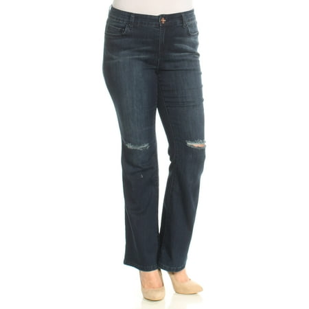Petite Blue Jean - INC Womens Blue Frayed Flare Jeans Petites Size: 14