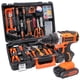 thumbnail image 1 of Juego de herramientas COMOWARE, taladro inalámbrico de 20 V con 120 piezas para reparaciones en el hogar, 1 of 9